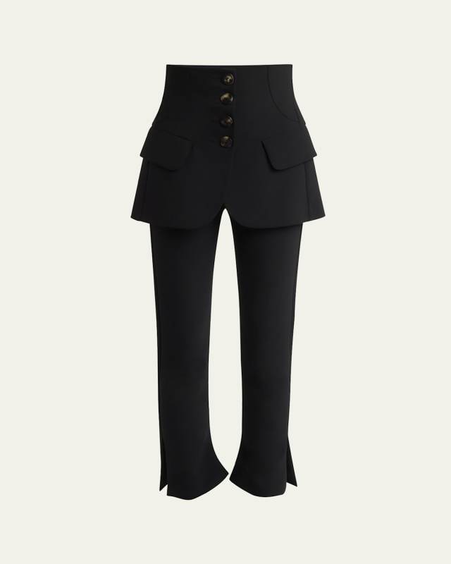 Slit-Hem Slim Basque Trousers